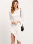 Shein White Long Sleeve Asymmetric Dress