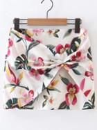 Shein Multicolor Floral Zipper Side Skirt
