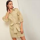Shein Button & Pocket Puff Sleeve Dress