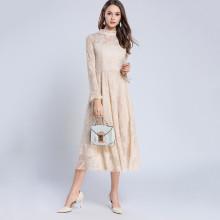 Shein Ruffle Cuff Mock Neck Lace Dress
