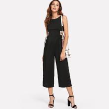 Shein Knot Waist Round Neck Jumpsuit