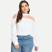 Shein Plus Lace Cold Shoulder Top