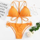Shein Woven Detail Strappy Bikini Set