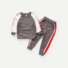 Shein Toddler Boys Contrast Panel Sweatshirt With Pants