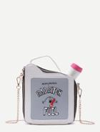 Shein White Fuel Tank Shaped Zip Closure Chain Bag