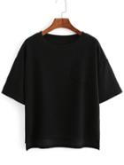 Shein Black Short Sleeve Dip Hem T-shirt