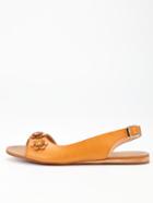 Shein Apricot Slingbacks Flower Embellished Flat Sandals