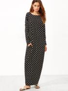 Shein Black Polka Dot Print Cocoon Maxi Dress