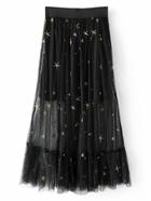 Shein Star Embroidered Mesh Overlay Skirt