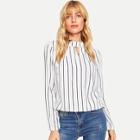 Shein Cut Out Front Striped Blouse