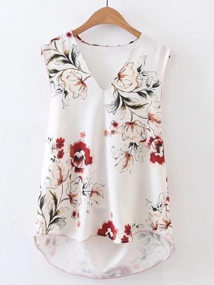 Shein V-neckline Sleeveless High Low Top
