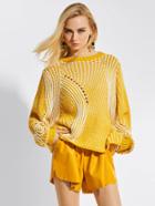 Shein Contrast Striped Open Knit Sweater