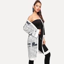 Shein Newspaper Print Panel Cardigan