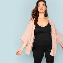 Shein Plus Solid Dolman Sleeve Kimono