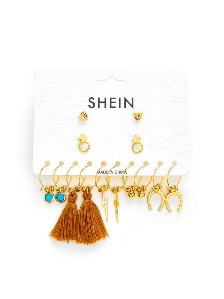 Shein Tassel & Turquoise Decorated Earring Set