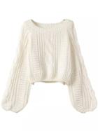 Shein Puff Sleeve Cable Knit Sweater