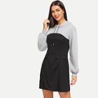 Shein Contrast Panel Hooded Sweatshirt Dress