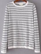 Shein White Striped Elbow Patch Knitwear