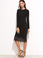 Shein Lace Trim Midi Pencil Dress
