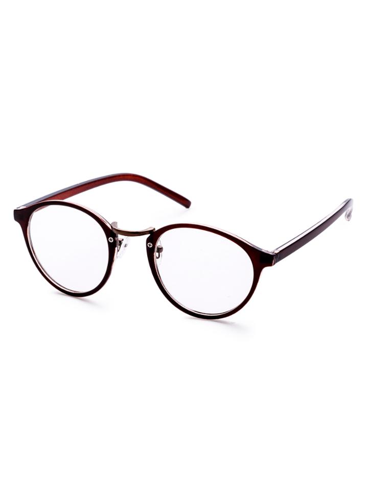 Shein Brown Frame Clear Lens Glasses