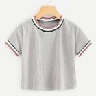 Shein Striped Tape Panel Knit Tee