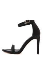 Shein Black Faux Leather Ankle Strap Sandals