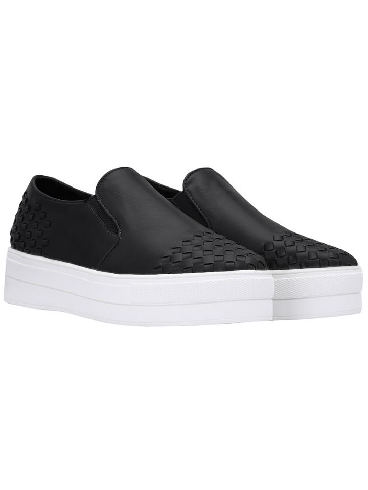 Shein Black Round Toe Thick-soled Weave Flats