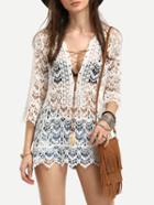 Shein Crochet Lace-up Cover-up Blouse