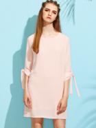 Shein Pink Tie Sleeve Chiffon Dress
