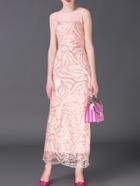 Shein Pink Gauze Sequined Maxi Dress