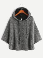 Shein Dark Grey Hooded Slub Poncho Coat