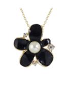 Shein Black Pearl Flower Necklace