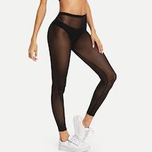 Shein Net Yarn Solid Leggings