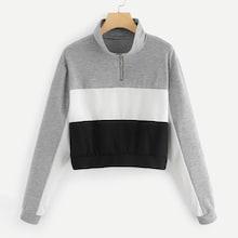 Shein Color Block Zipper Sweatshirt