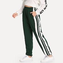 Shein Plus Buttoned Striped Sideseam Sweatpants