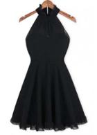 Rosewe Solid Black Off The Shoulder High Waist Dress