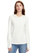 Shein Beige Hooded T-shirt With Thumb Holes