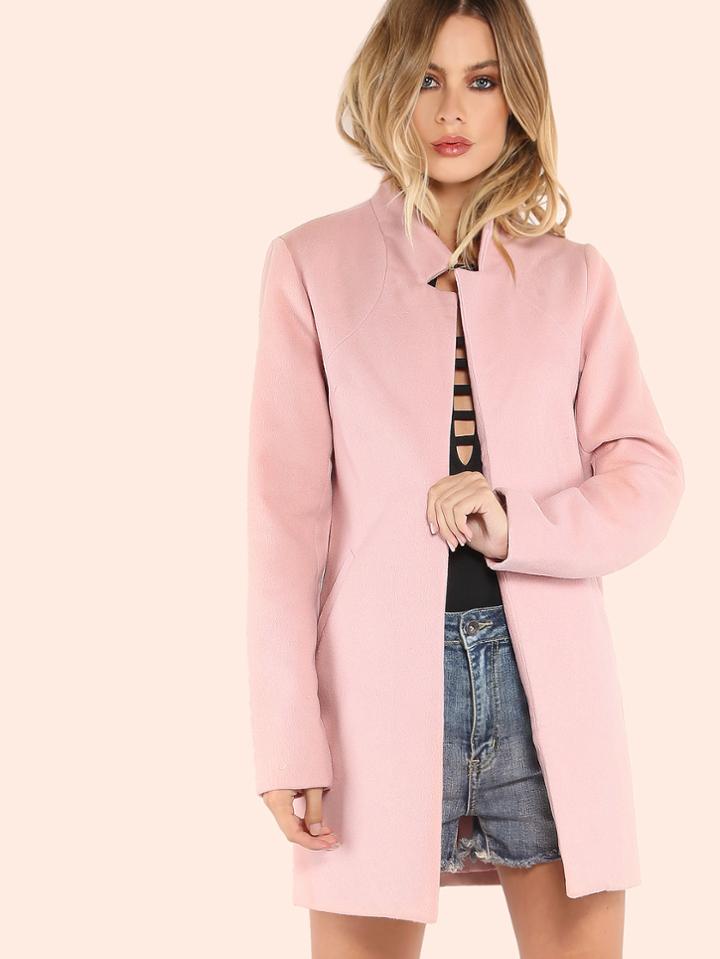 Shein Tailored Open Front Coat Blush