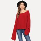 Shein Boat Neck Bell Sleeve Sweater