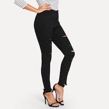 Shein Raw Hem Knee Rips Jeans