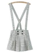 Shein Black White Stripe Buttons Strap Shorts