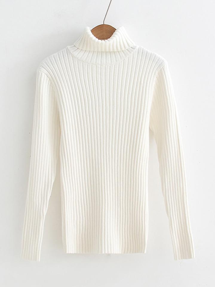 Shein Rib Knit Turtleneck Slim Fit Sweater