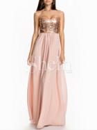 Shein Pink Strapless Sequined Maxi Dress