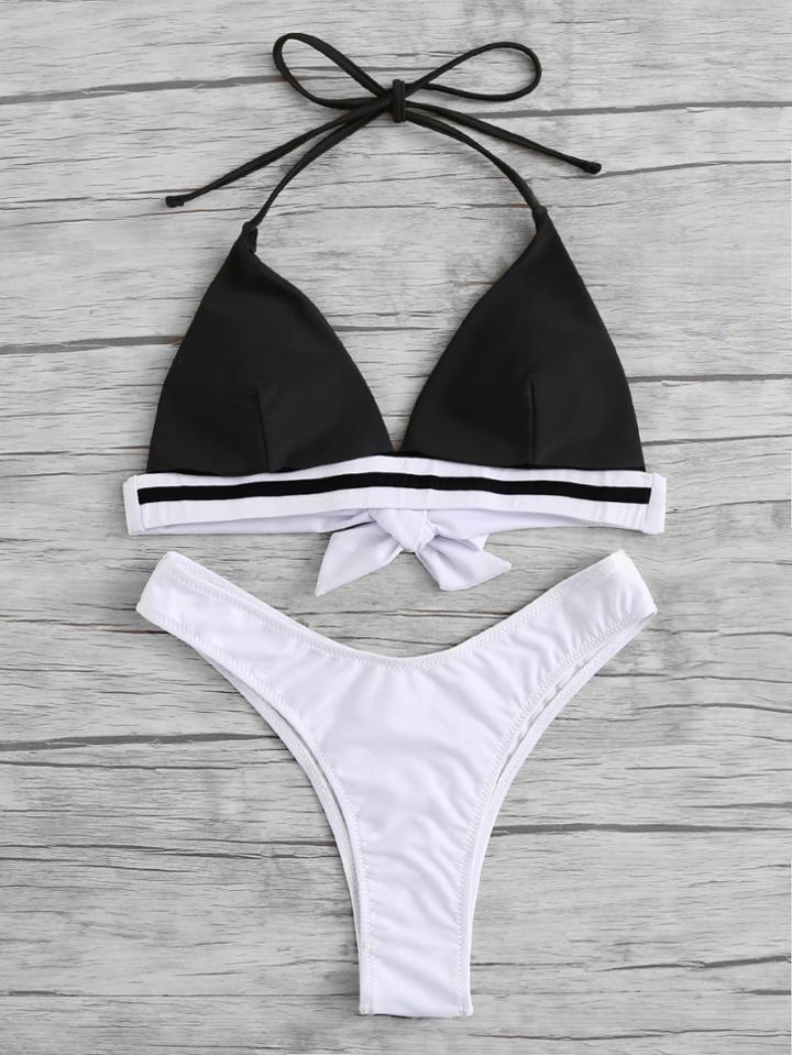 Shein Two Tone Knot Bikini Set