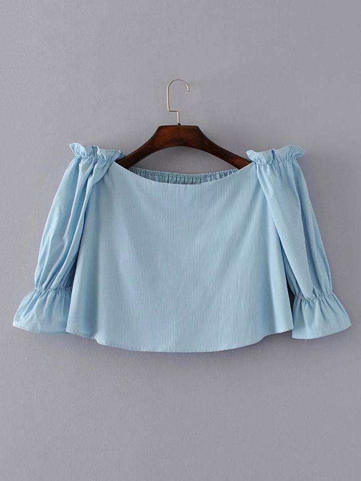 Shein Boat Neckline Bell Sleeve Pinstripe Top