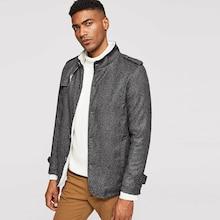 Shein Men Space Dye Shearling Lined Coat
