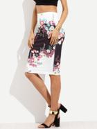 Shein Multicolor Print Knee Length Skirt