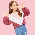 Shein Girls Cut-and-sew Corduroy Pullover