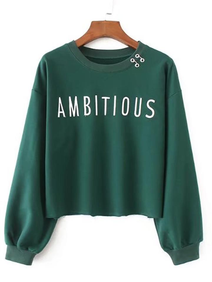 Shein Ring Detail Slogan Print Sweatshirt