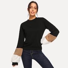 Shein Contrast Shearling Sweatshirt